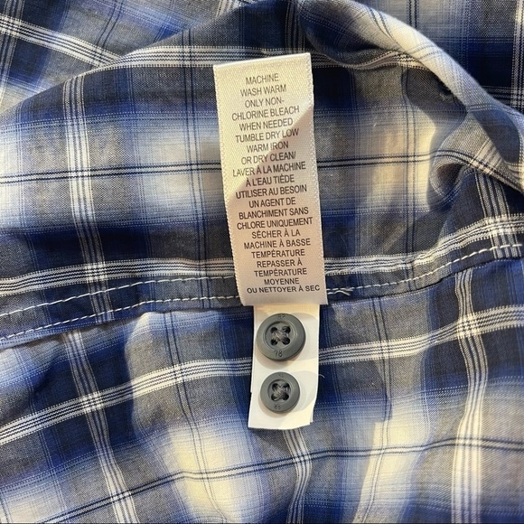 Banana Republic Medium Men's Blue Plaid Casual Button Front Dress Shirt - Picture 7 of 7